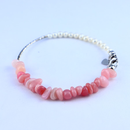 Pink Opal Silver Bracelet B0016Pea