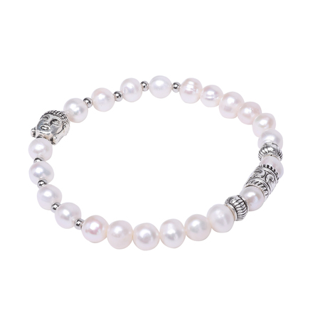 Special Round Pearl Bracelet with Buddha Metal